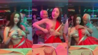 fsiblog org An Old Man Squeezes Cute Girl Boobs In Club Viral Mms